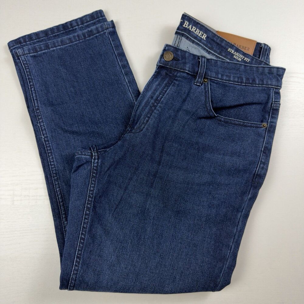 Scott Barber Mens 5 Pocket Jeans Straight Fit Comfort Stretch Blue 34x29 NWT